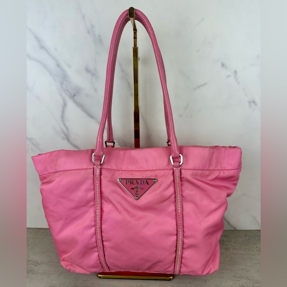 Prada Pink Nylon & Leather Tote - Picture 1 of 16